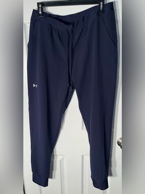 Women’s UA Under Armour Sport Woven Jogger Pants Large Navy Blue Loose